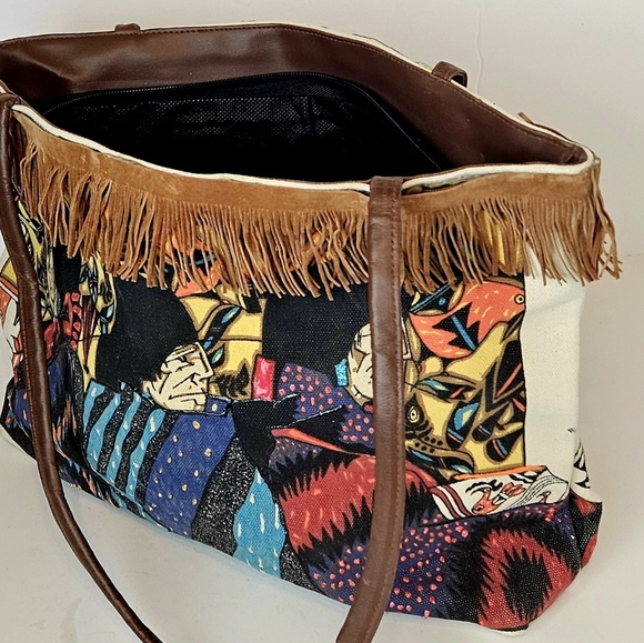 El Paso Saddle Bag Handbag feat: Amado Pena Art on Canvas Southwest Design Bag - Picture 12 of 13